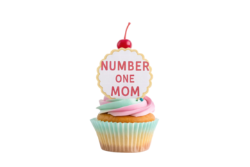 Cupcake decorated for Mother's Day celebration, cut out - stock png.