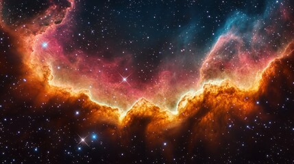 A vibrant cosmic nebula showcasing stellar formations and interstellar dust.