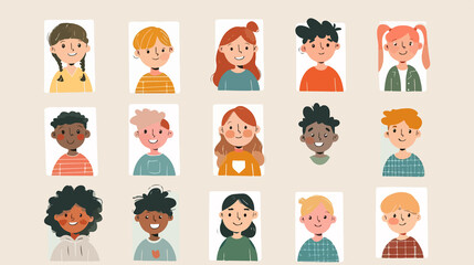 Diverse Children Cartoon Flat Vector Illustration