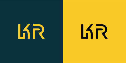 KR abstract  minimalist letters Logo Monogram. It is a minimalist logo, this logo is made by combining two letters