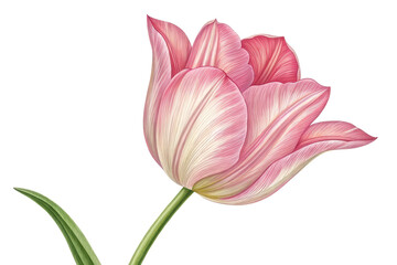 Fototapeta premium Delicate pink tulip with soft petals, cut out - stock png.