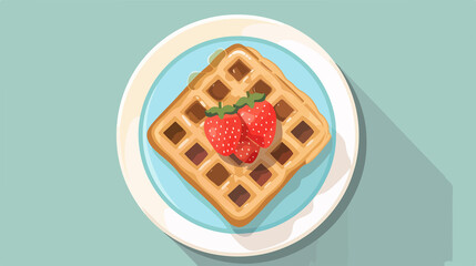 Delicious Cartoon Breakfast Waffle Flat Vector Illustration