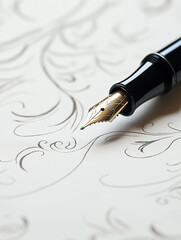Fountain Pen Writing in Elegant Cursive Close-Up Timeless Style