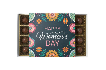 Celebrating Women's Day with a Gift of Chocolates, cut out - stock png.