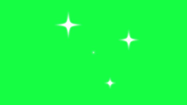 Twinkle stars sparkle, Twinkle stars shining on green screen. Twinkle stars animation. White cartoon, flat, vector, doodle style stars twinkling night sky. 4k animation