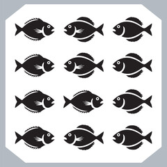 High Quality Fish Silhouette Logotypes Perfect for Graphic Design in white background