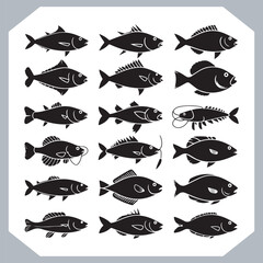 Fototapeta premium High Quality Fish Silhouette Logotypes Perfect for Graphic Design in white background