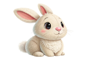 Obraz premium Cute fluffy rabbit sitting quietly and looking, cut out - stock png.