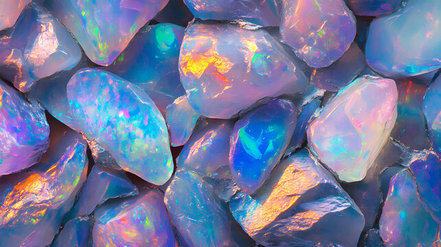 Iridescent colourful opal stone texture background. Opal. Illustration