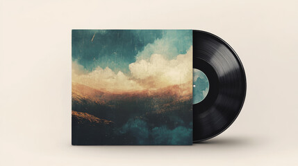 Vinyl cd album cover overlay for music record on black background. Vintage worn plastic wrap package design mockup. Transparent retro abstract tear disk pack template set. Rough poster border