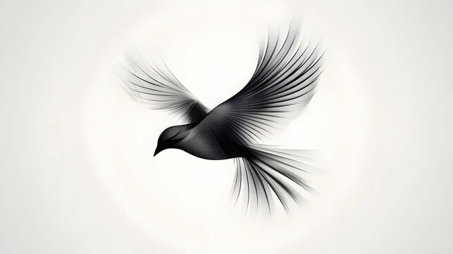A minimalist tattoo design of a bird in flight with abstract wings.