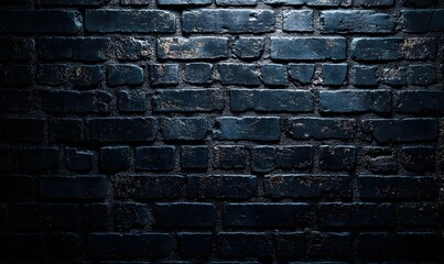 Obraz premium A black brick wall with subtle, ambient lighting highlighting the texture and depth