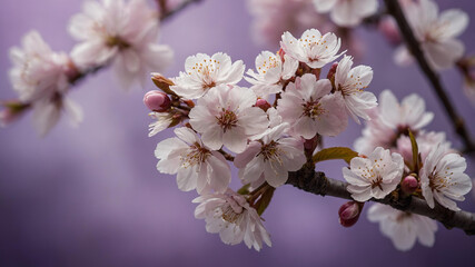 Close-up of delicate pink cherry blossoms in spring