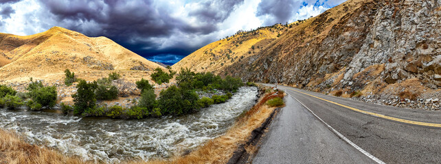 Kern River Remington Hot Springs and Lake Isabella area Kern County and Sierras Central California by drone after Hurricane Hilary August 2023