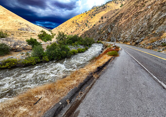 Kern River Remington Hot Springs and Lake Isabella area Kern County and Sierras Central California by drone after Hurricane Hilary August 2023