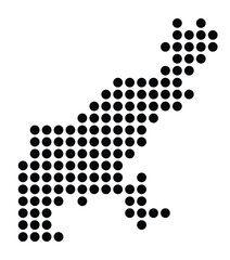 Symbol Map of the City Goeppingen (Germany) showing the city with a pattern of just a few black dots
