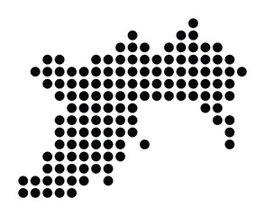 Symbol Map of the City Goslar (Germany) showing the city with a pattern of just a few black dots