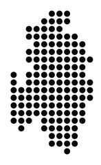 Symbol Map of the City Iserlohn (Germany) showing the city with a pattern of just a few black dots