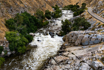 Kern River Remington Hot Springs and Lake Isabella area Kern County and Sierras Central California by drone after Hurricane Hilary August 2023