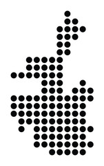 Symbol Map of the City Kiel (Germany) showing the city with a pattern of just a few black dots