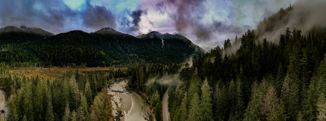 Mt Baker highway Whatcom County Washington fresh snow and fall leaves November 2024 on Mt Baker Highway near ski area
