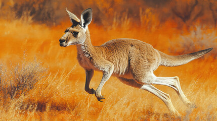 Red Kangaroo in Motion
