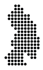 Symbol Map of the City Moers (Germany) showing the city with a pattern of just a few black dots