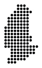 Symbol Map of the City Neumuenster (Germany) showing the city with a pattern of just a few black dots © TipTopMap