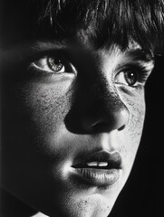 Fototapeta premium Young Boy in Black and White