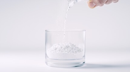 Effervescent Magnesium Glycinate Powder Dissolving in Clear Water with Swirling Motion Close-Up Shot