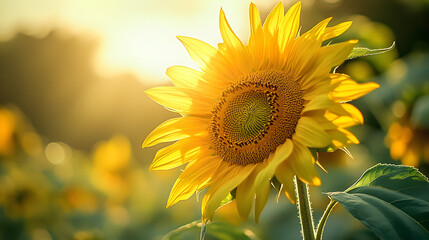 Fototapeta premium A softly blurred image of a sunflower taken with a classic analog camera.