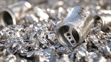 Crumpled aluminium can, empty container for soda or beer. Vector realistic mockup of metal trash for recycle, crushed tin can for drink. Recycling garbage isolated on gray background