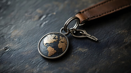 Fototapeta premium A sophisticated keychain design featuring a rotating globe charm.