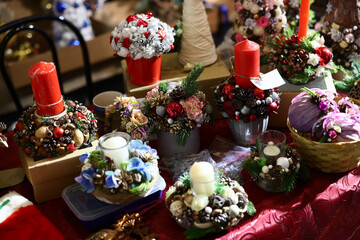 Beautiful and Colorful Decorative Arrangements featuring Candles and Fresh Flowers