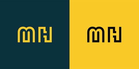 MH abstract  minimalist letters Logo Monogram. It is a minimalist logo, this logo is made by combining two letters