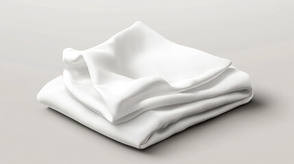 3d white mockup of kitchen towel vector design. Realistic fabric clean and folded handkerchief for restaurant or hotel isolated on transparent background. Dry absorbent cloth cover to hang linen set