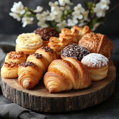 Assortment of Delicious Pastries and Croissants