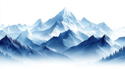 Vector image of beautiful mountains, have the background pure white.