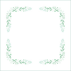 Elegant green vegetal ornamental frame with leaves, decorative border, corners for greeting cards. Isolated vector illustration	
