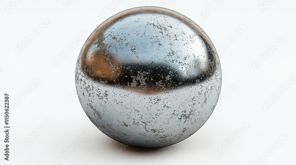 Poster high-quality rustic metal sphere render with clipping path for design projects