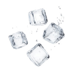 Four flying ice cubes cut out
