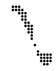 Symbol Map of the City Cadiz (Spain) showing the city with a pattern of just a few black dots