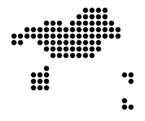 Symbol Map of the City Donostia_San Sebastian (Spain) showing the city with a pattern of just a few black dots