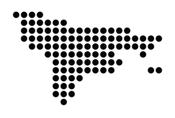 Symbol Map of the City Eivissa (Spain) showing the city with a pattern of just a few black dots