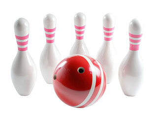 Striking down pins with a bowling ball, cut out
