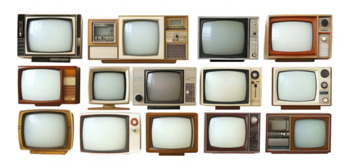 Retro TV boxes cut out with frame screen cut out
