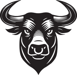 Bull head silhouette icon vector art illustration