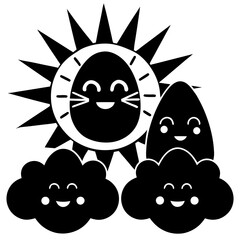 Sunny Skies and Easter Smiles vector silhouette