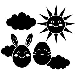 Sunny Skies and Easter Smiles vector silhouette