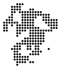 Symbol Map of the City Merida (Spain) showing the city with a pattern of just a few black dots